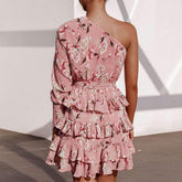 One Shoulder Printed Elegant Skater Dresses